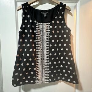 Style & Co. Women’s Black White Floral Printed Tank Top Size XL Tribal Design